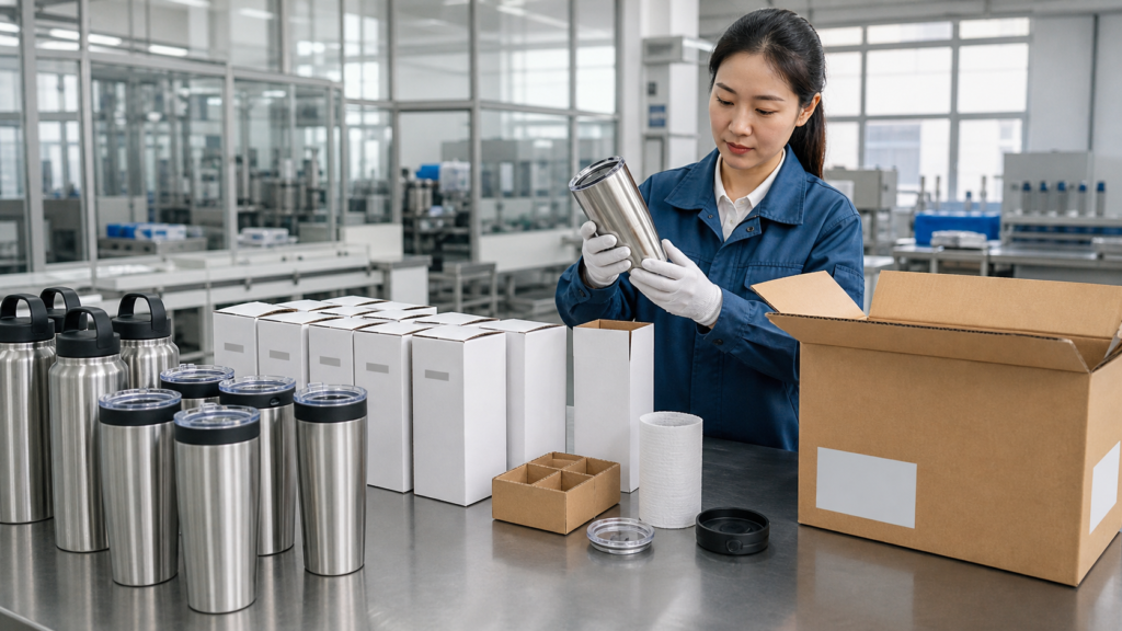 Custom drinkware quality control and final inspection at Hongrong