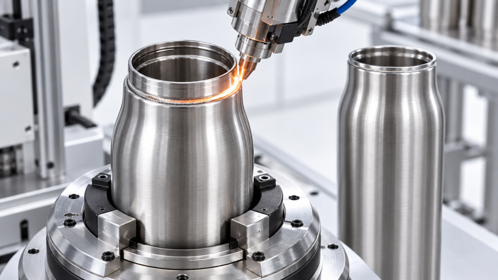 Precision welding of stainless steel insulated drinkware shells