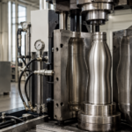 Stainless steel drinkware shell undergoing hydroforming in a precision mold